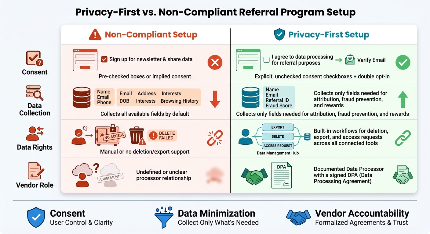 Compliant vs. Non-Compliant Referral Program Setup: Key Privacy Controls