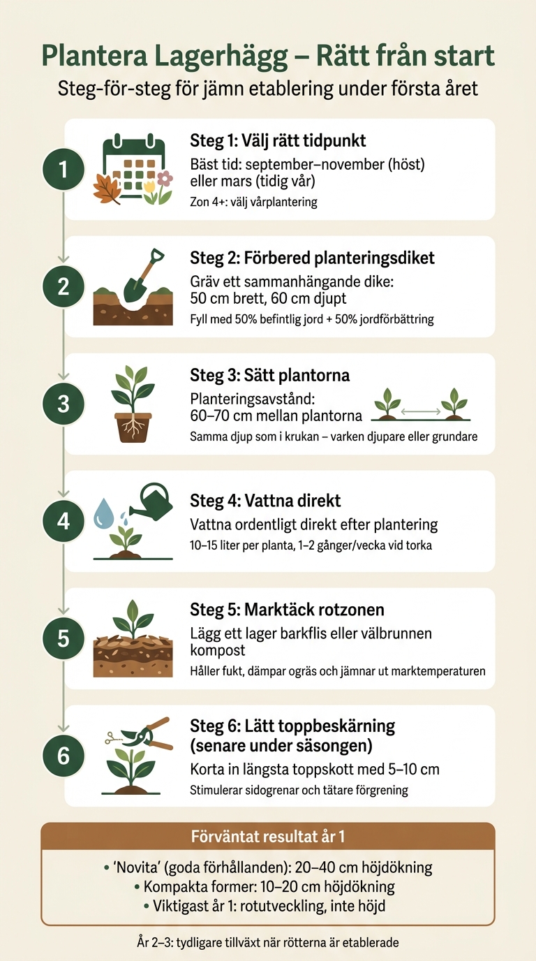Plantera Lagerhägg: Steg-för-steg för bästa etablering år 1