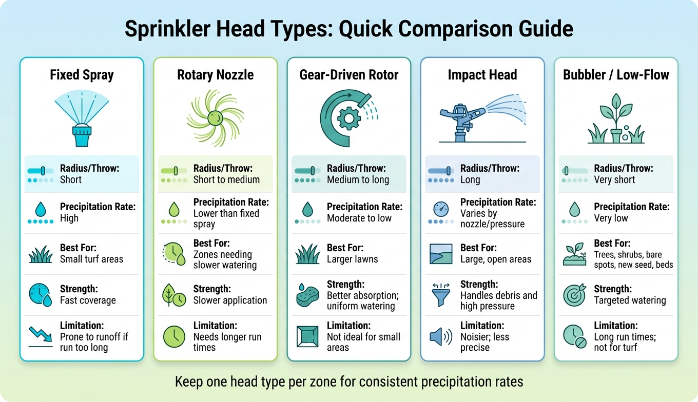Sprinkler Head Types: Quick Comparison Guide