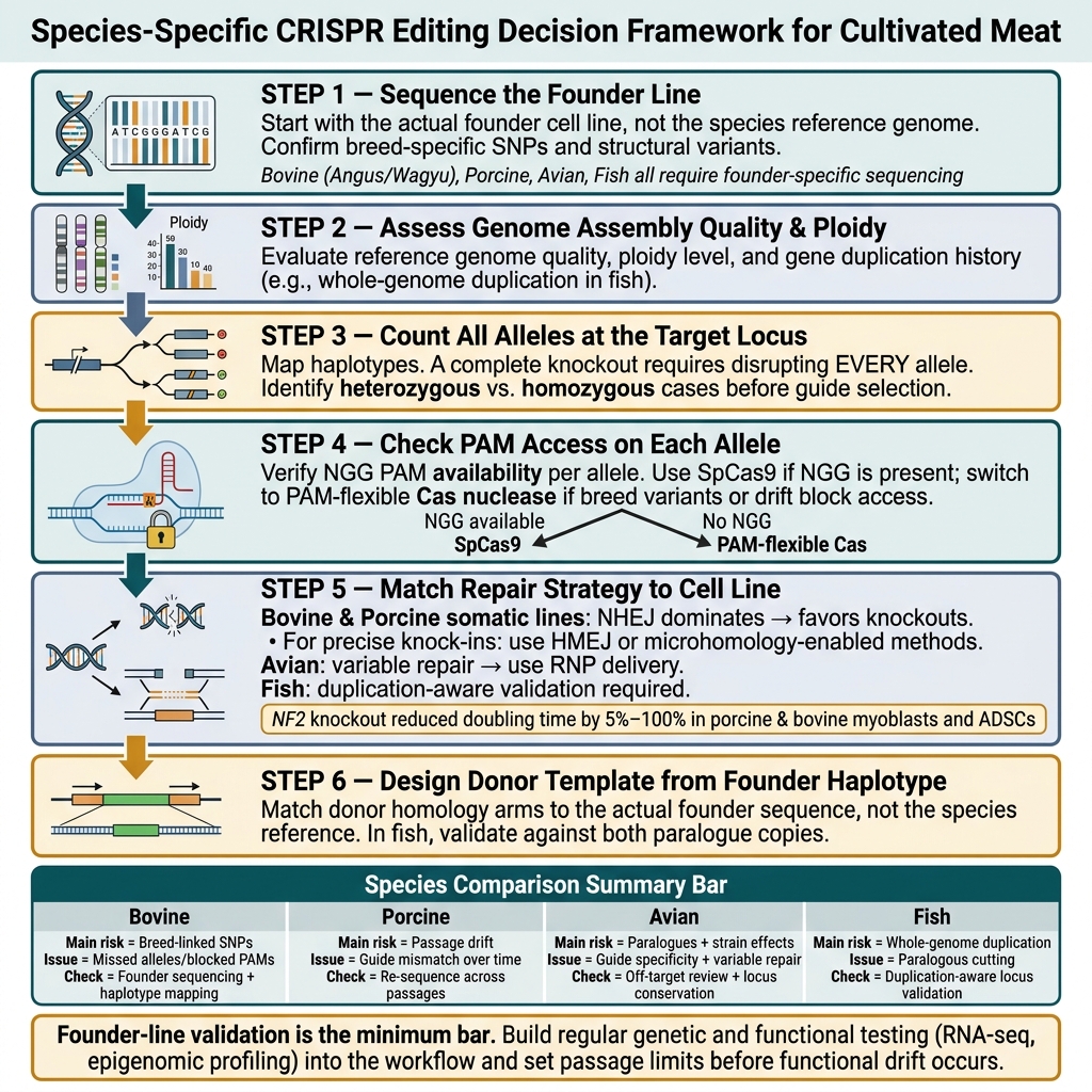 Species-Specific CRISPR Editing Workflow for Cultivated Meat