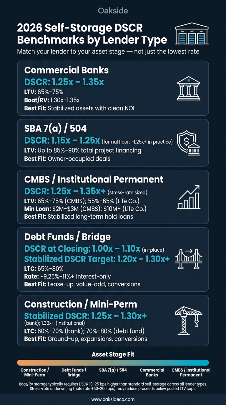 2026 Self-Storage DSCR Benchmarks by Lender Type