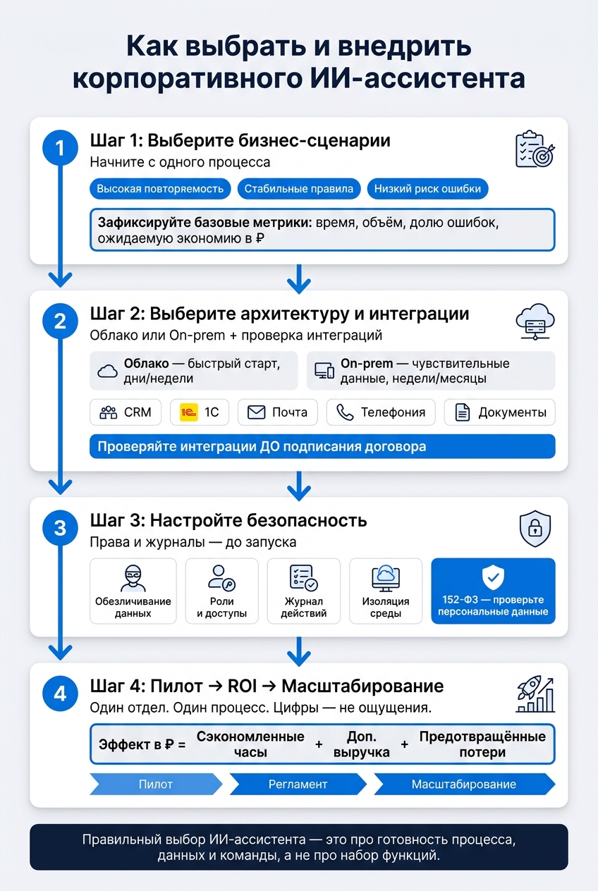 Как выбрать и внедрить корпоративного ИИ-ассистента: 4 шага