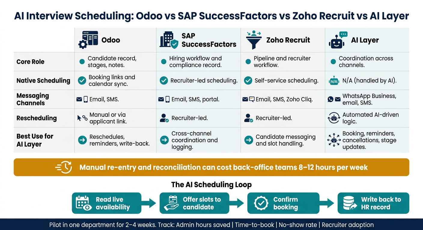 AI Interview Scheduling: Odoo vs SAP vs Zoho vs AI Layer