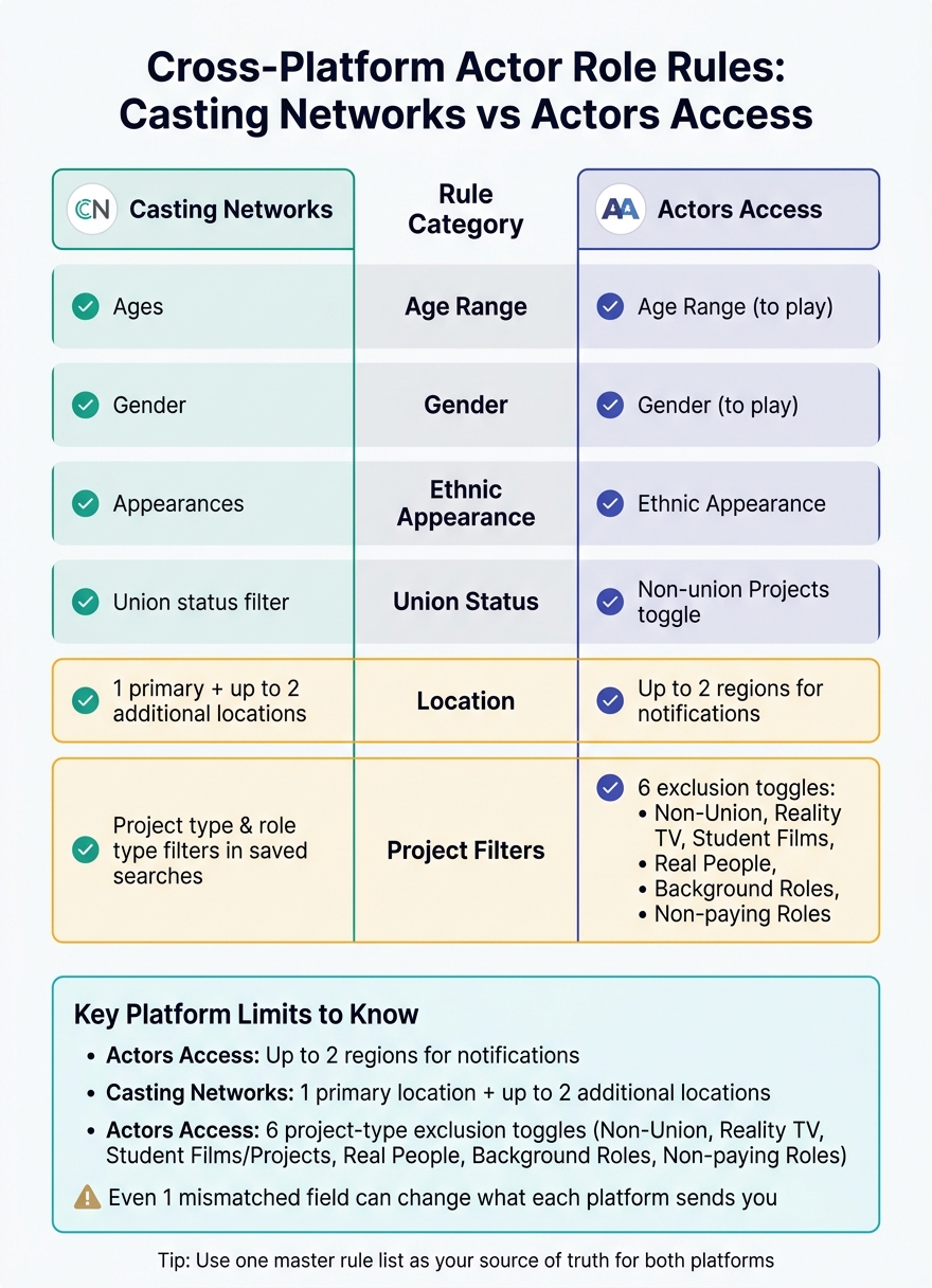 Cross-Platform Actor Role Rules: Casting Networks vs Actors Access