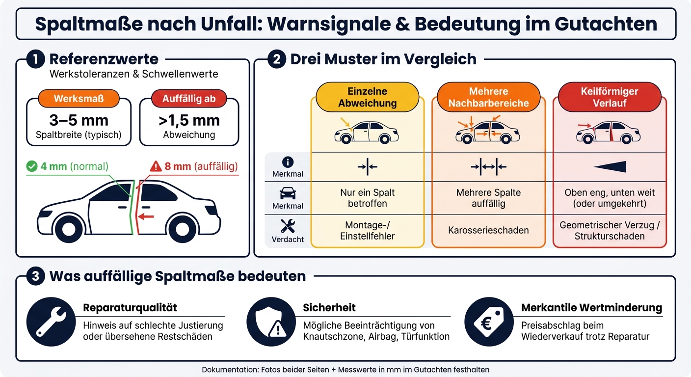 Spaltmaße nach Unfall: Warnsignale & Bedeutung im Gutachten