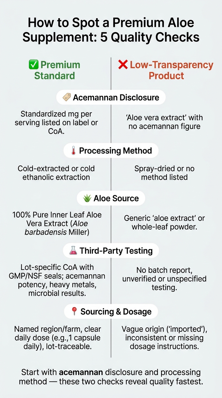 Premium vs. Low-Quality Aloe Supplement: 5 Key Quality Markers