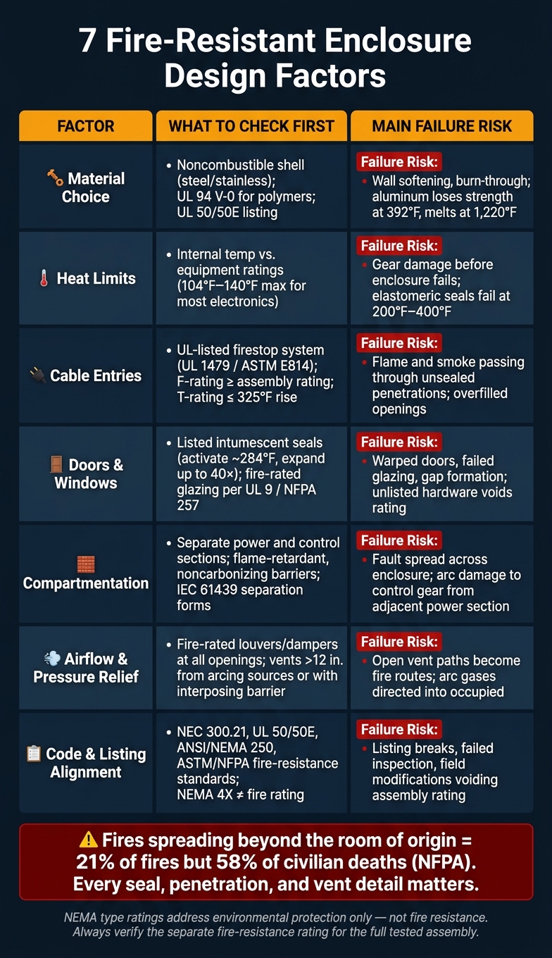 7 Fire-Resistant Enclosure Design Factors: Key Checks & Failure Risks