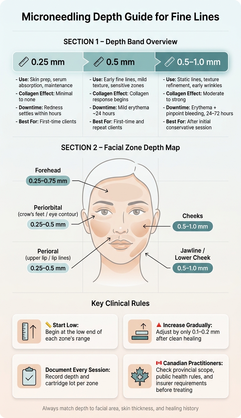 Microneedling Depth Guide for Fine Lines by Facial Zone