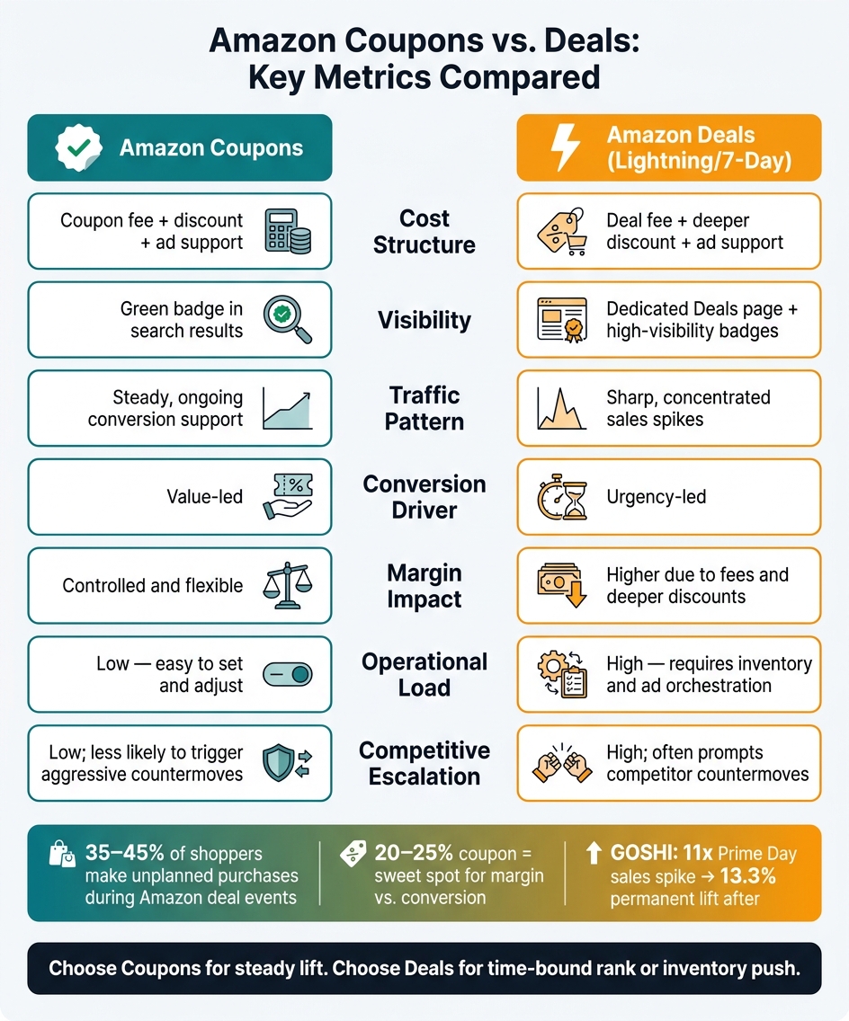 Amazon Coupons vs Deals: Key Metrics Compared
