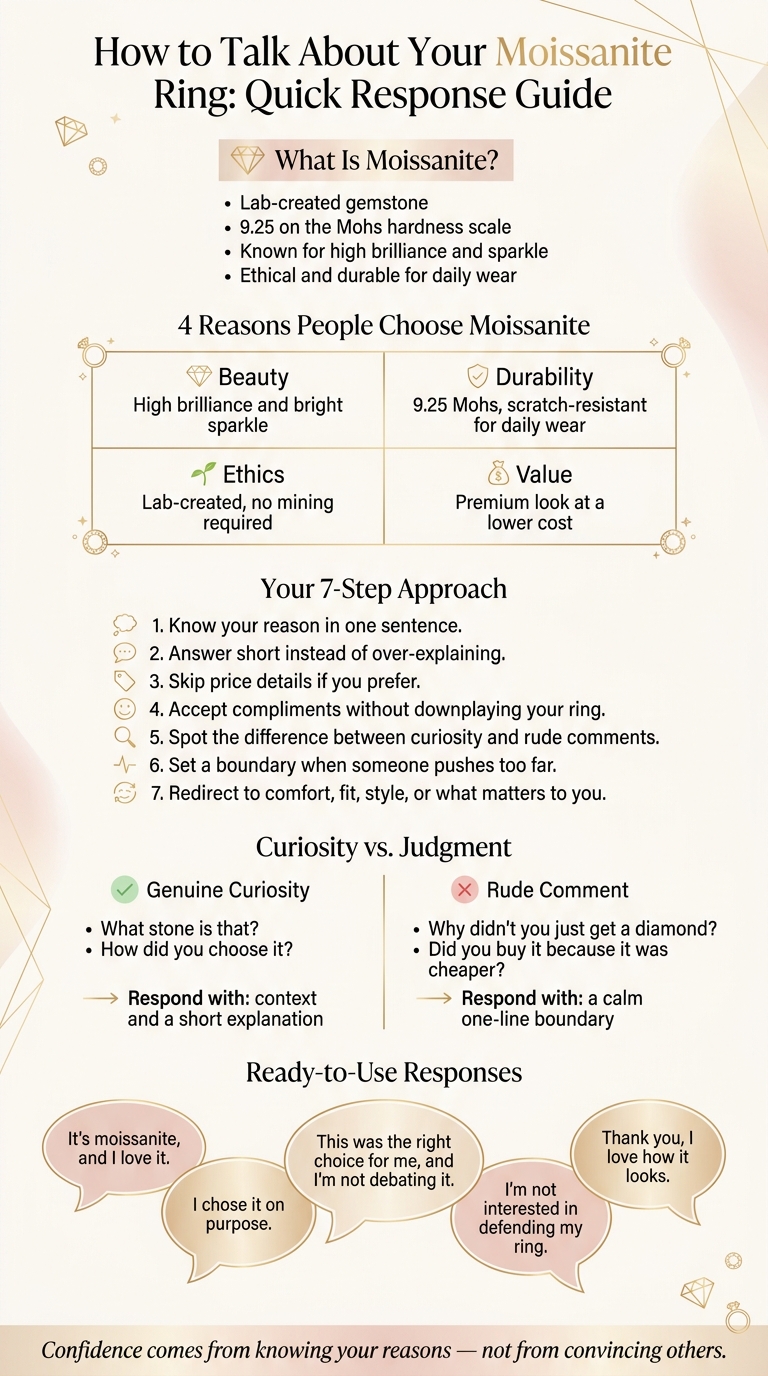 How to Talk About Your Moissanite Ring: Quick Response Guide