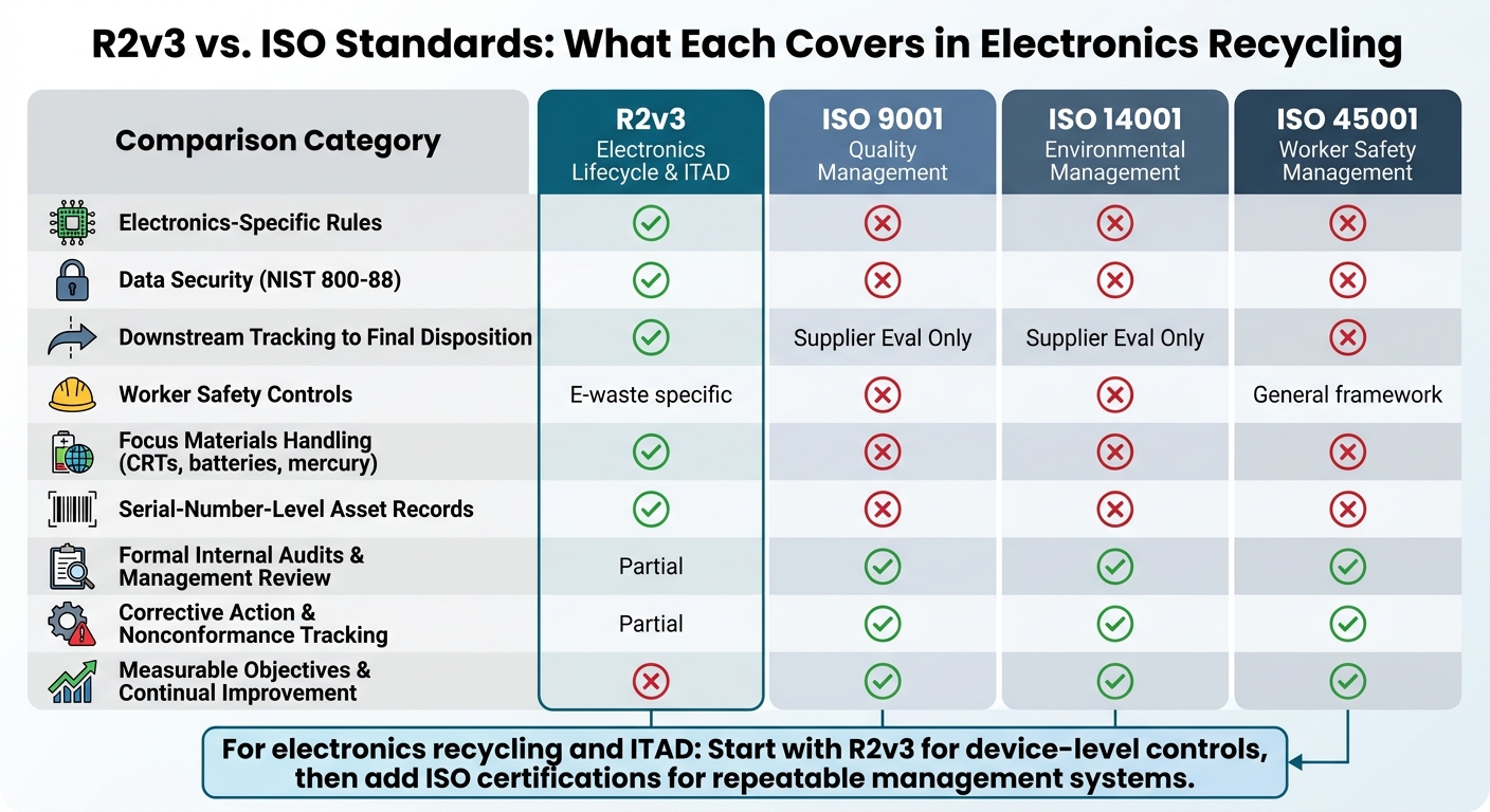 R2v3 vs. ISO Standards: Electronics Recycling Certification Comparison