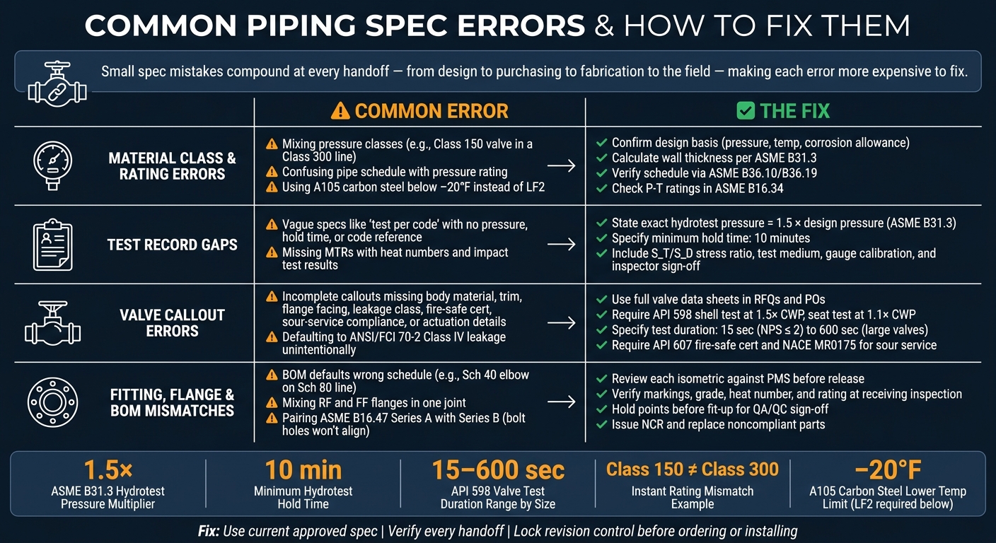 Piping Spec Errors: Common Mistakes vs. Fixes