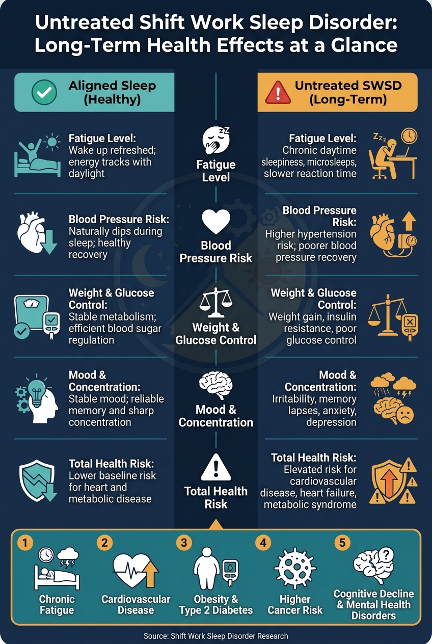Untreated Shift Work Sleep Disorder: Long-Term Health Effects at a Glance