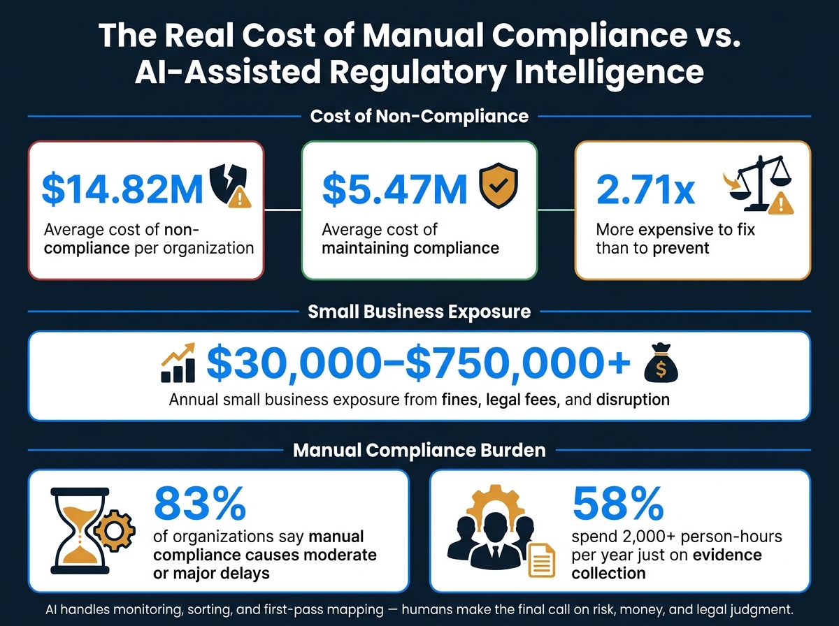 The Real Cost of Manual Compliance vs. AI-Assisted Regulatory Intelligence