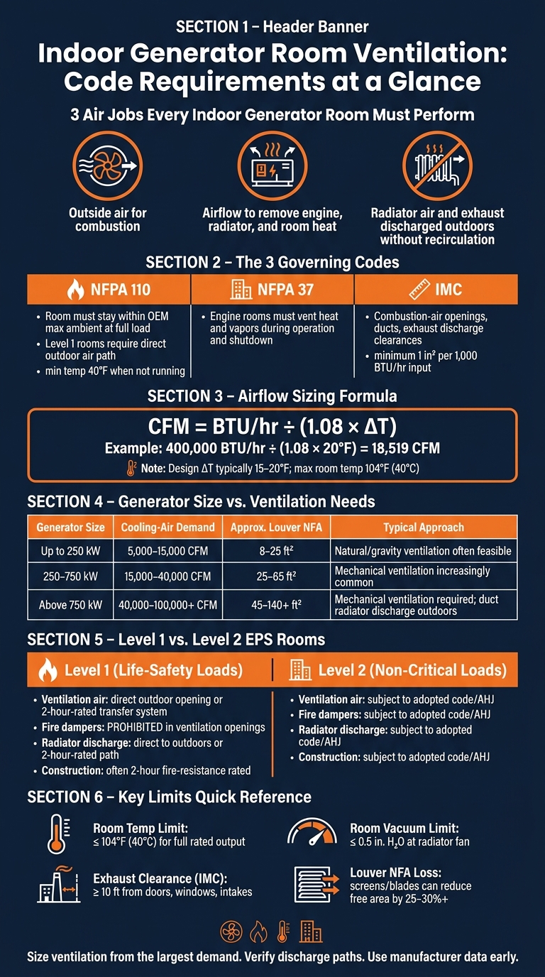 Indoor Generator Room Ventilation: Code Requirements at a Glance