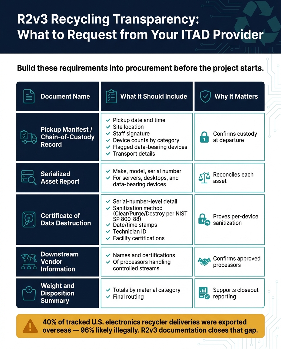 R2v3 Recycling Transparency: What to Request from Your ITAD Provider