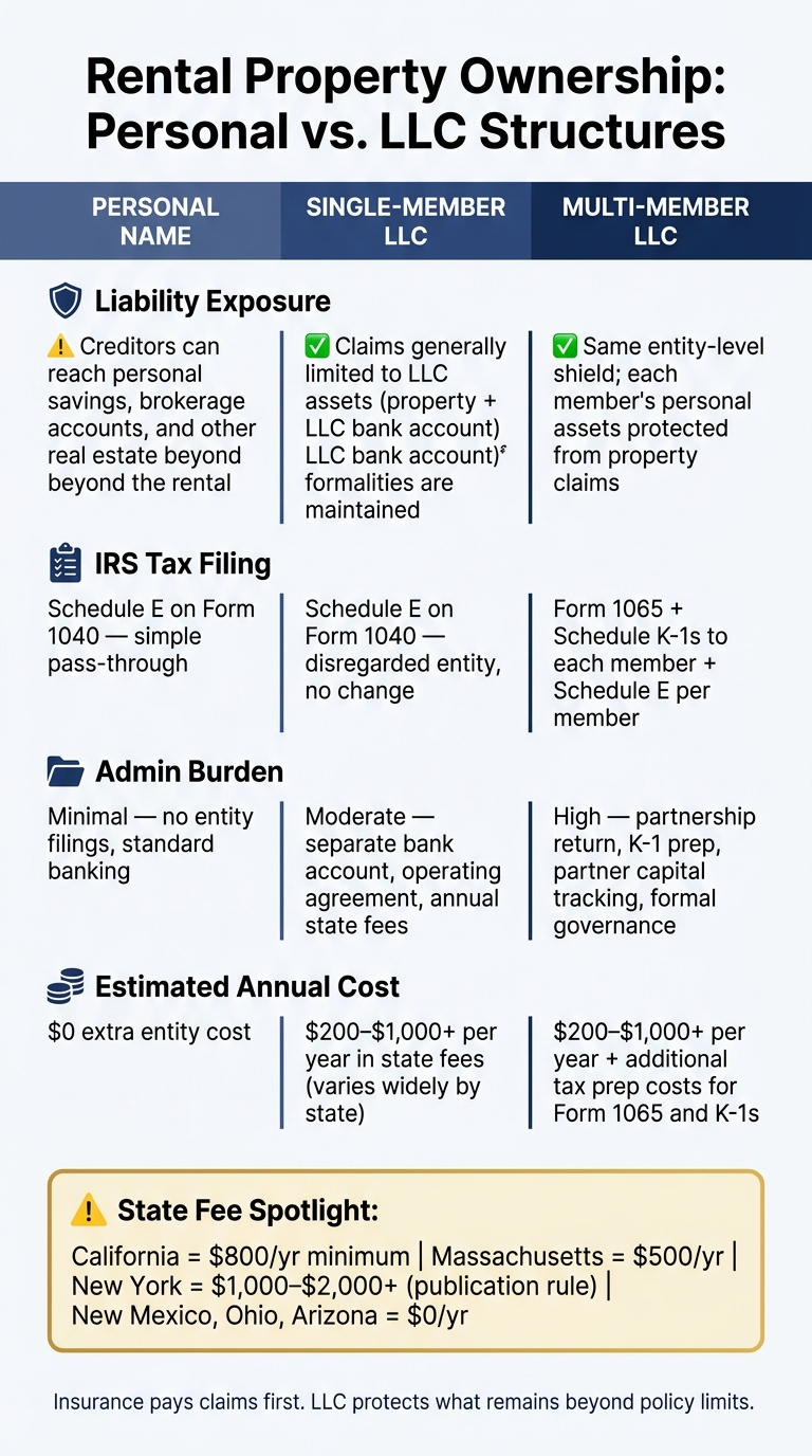 LLC vs Personal Ownership for Rental Property: Liability, Taxes & Costs