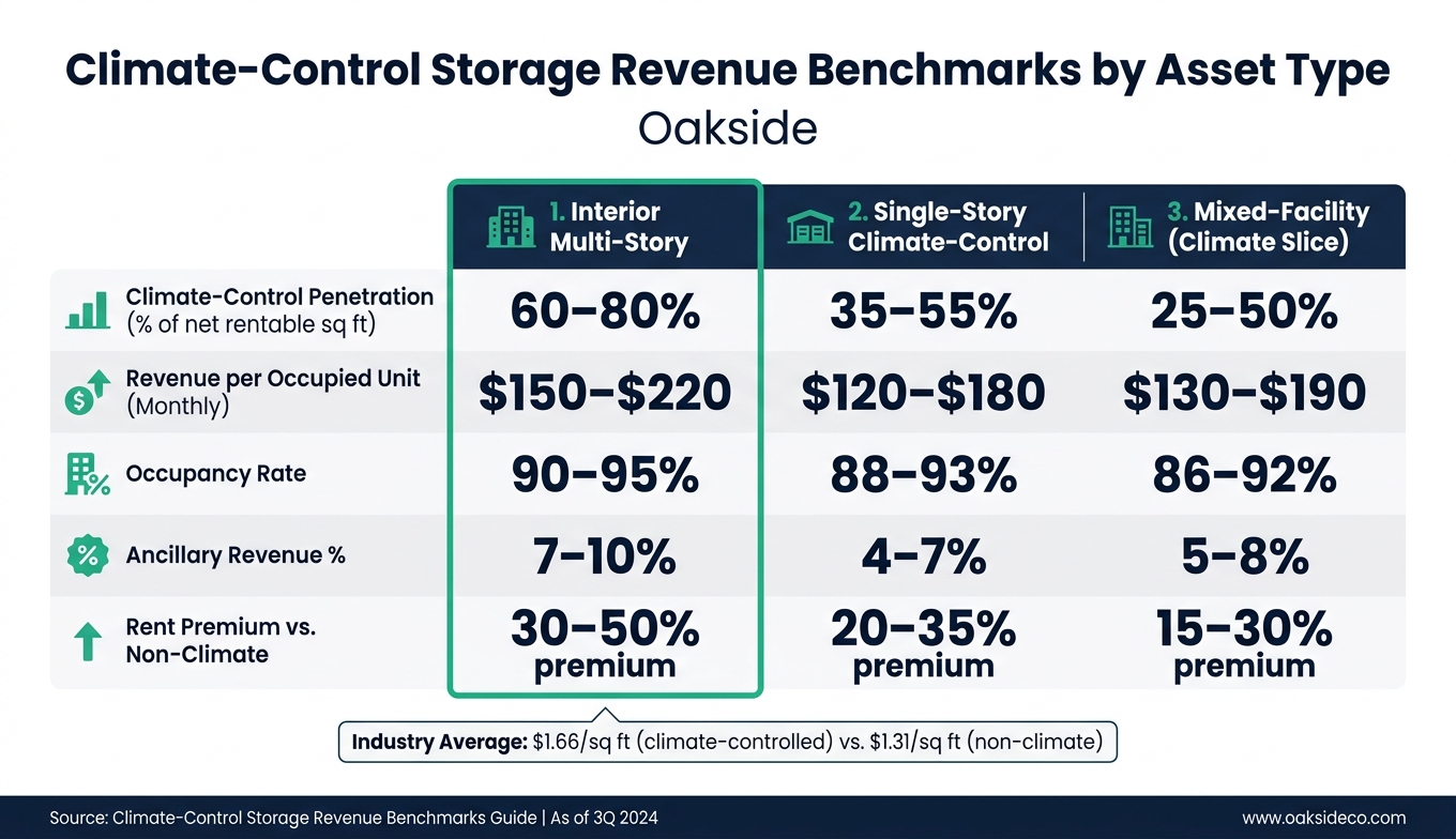Climate-Control Storage Revenue Benchmarks by Asset Type