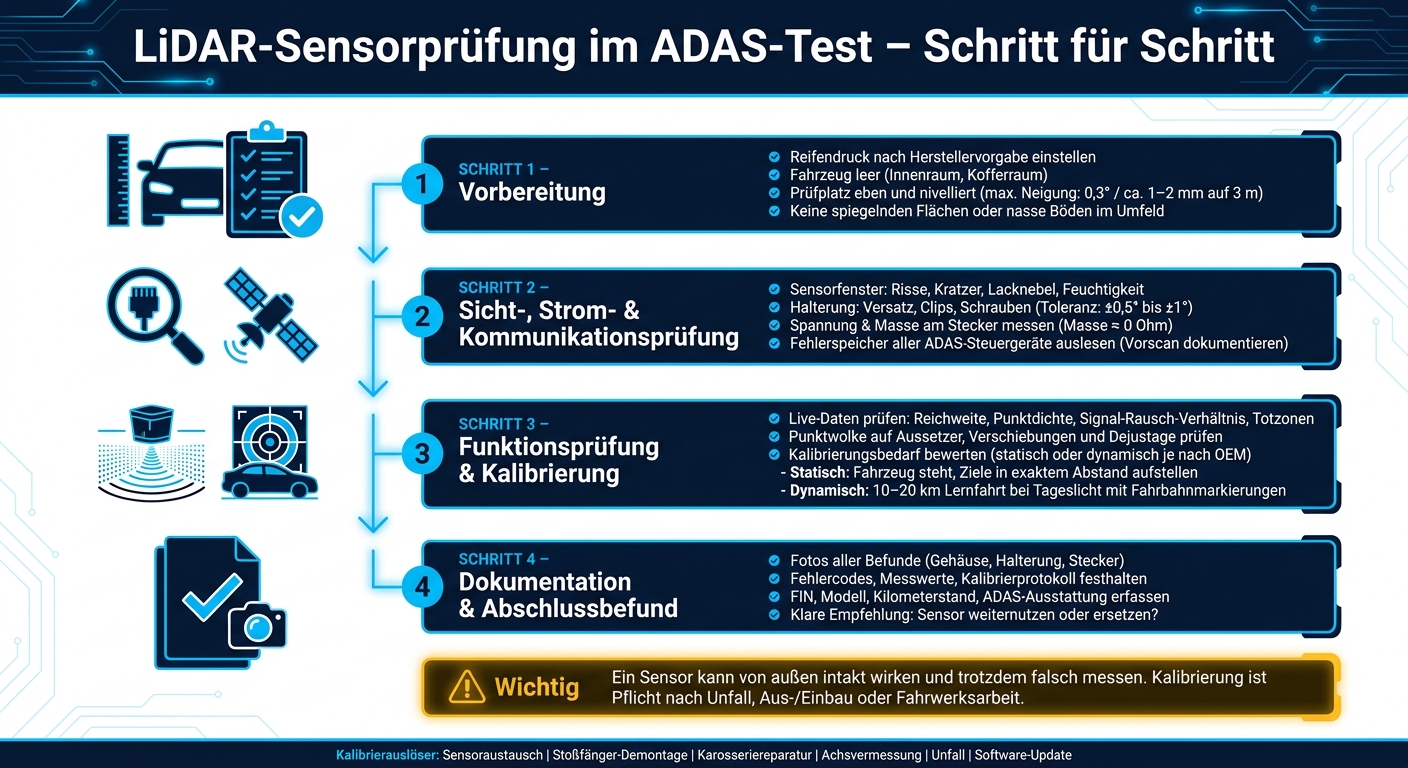 LiDAR-Sensorprüfung im ADAS-Test: 4-Schritte-Ablauf