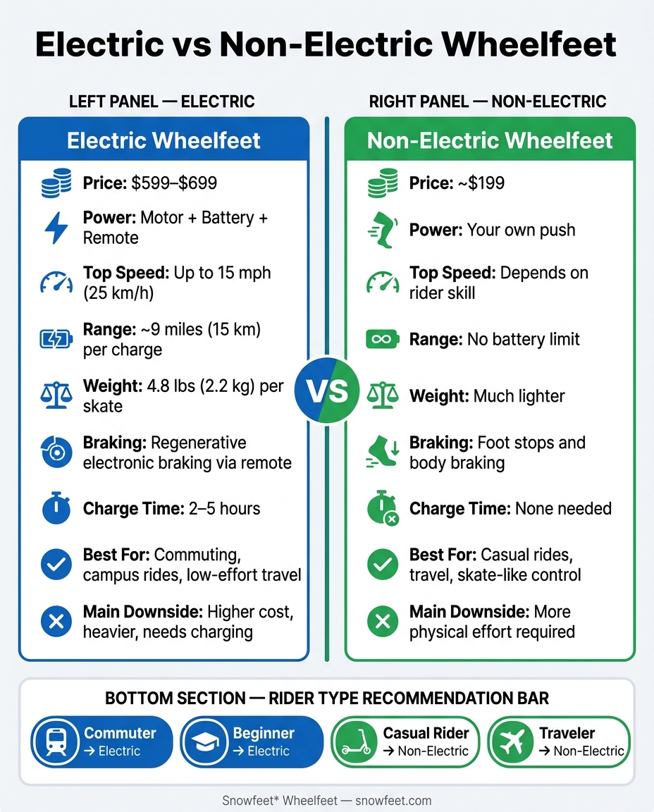 Electric vs Non-Electric Wheelfeet: Full Comparison