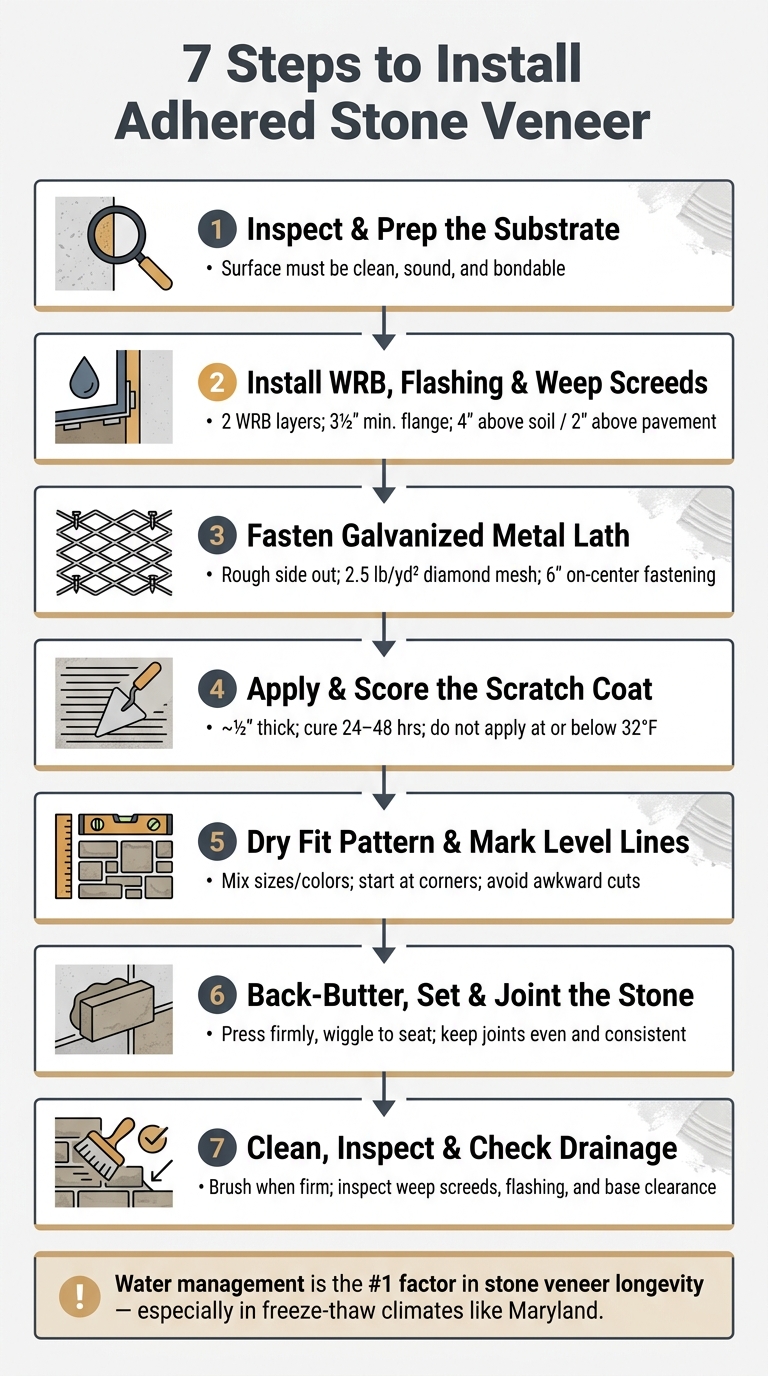 7 Steps to Install Adhered Stone Veneer