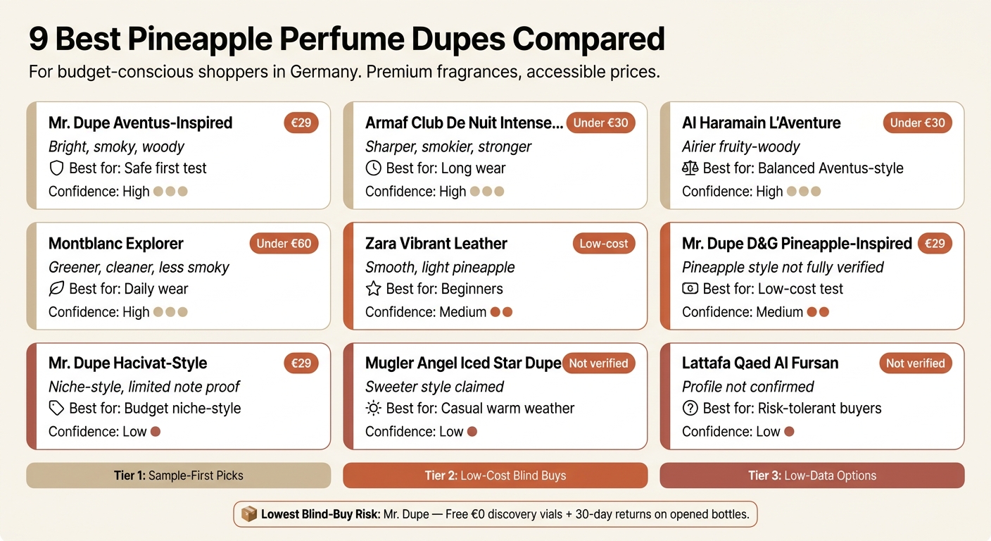 9 Best Pineapple Perfume Dupes: Price, Style & Risk at a Glance