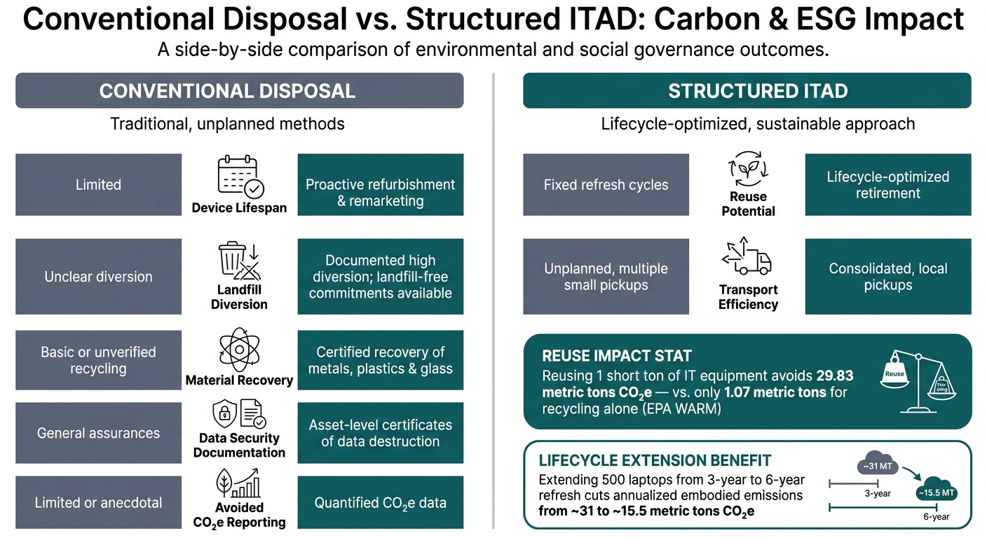 Conventional Disposal vs. Structured ITAD: Carbon & ESG Impact