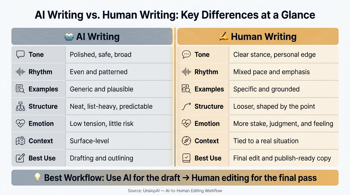 AI Writing vs. Human Writing: Key Differences at a Glance