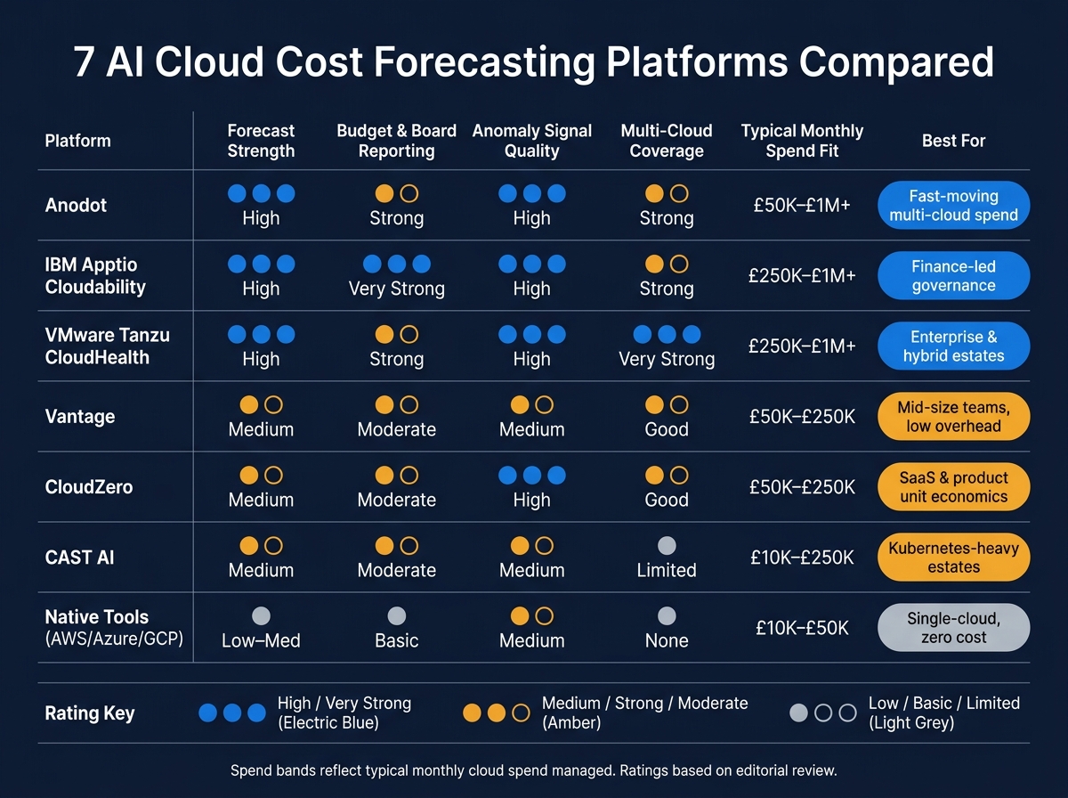 7 AI Cloud Cost Forecasting Platforms Compared: Quick Decision Guide