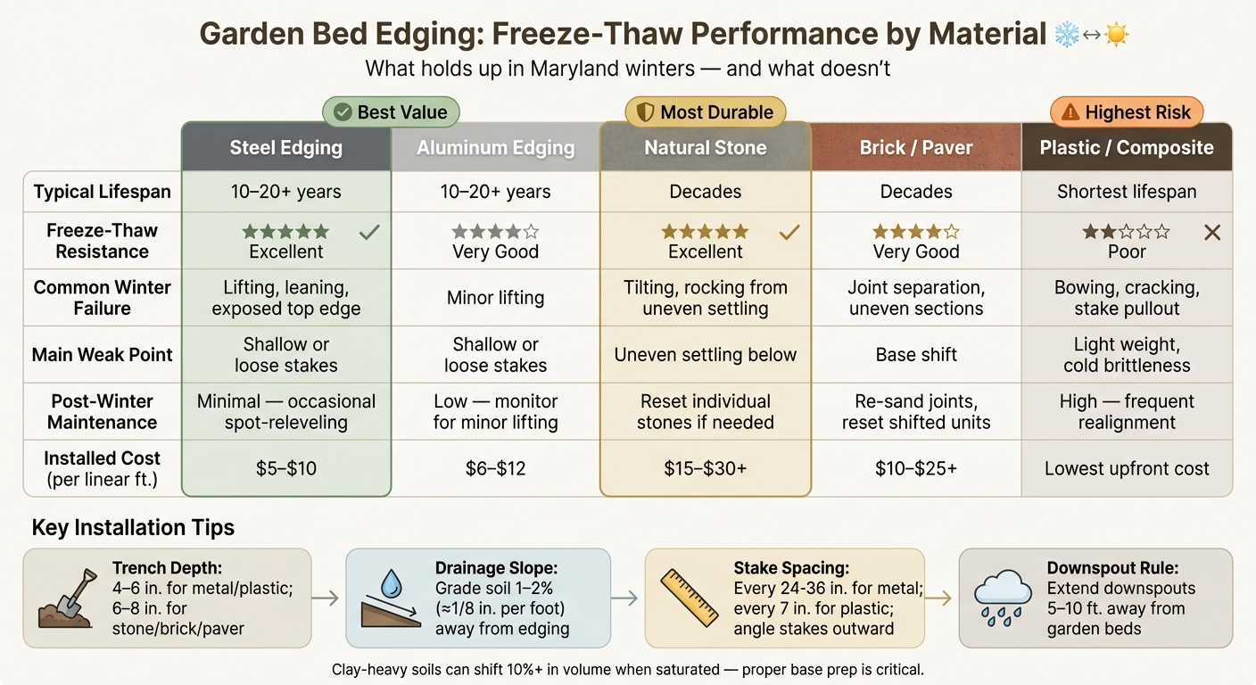 Garden Bed Edging: Freeze-Thaw Resistance by Material Type