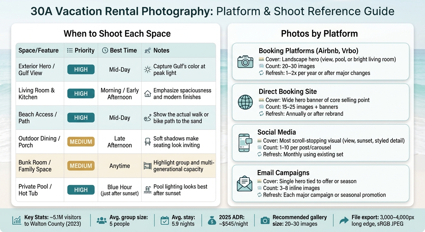 30A Vacation Rental Photo Guide: Platform Strategy & Shoot Schedule