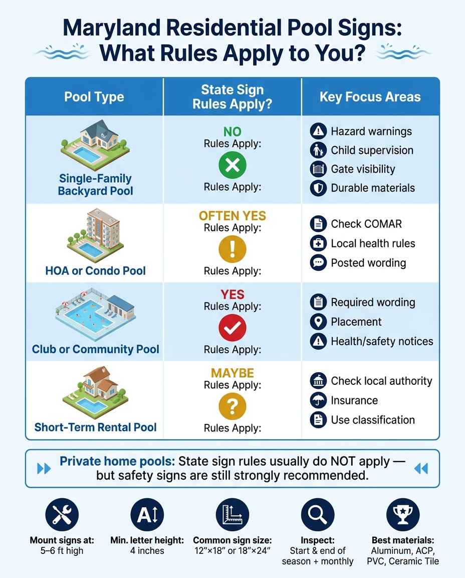 Maryland Pool Sign Rules by Pool Type: Quick Reference Guide