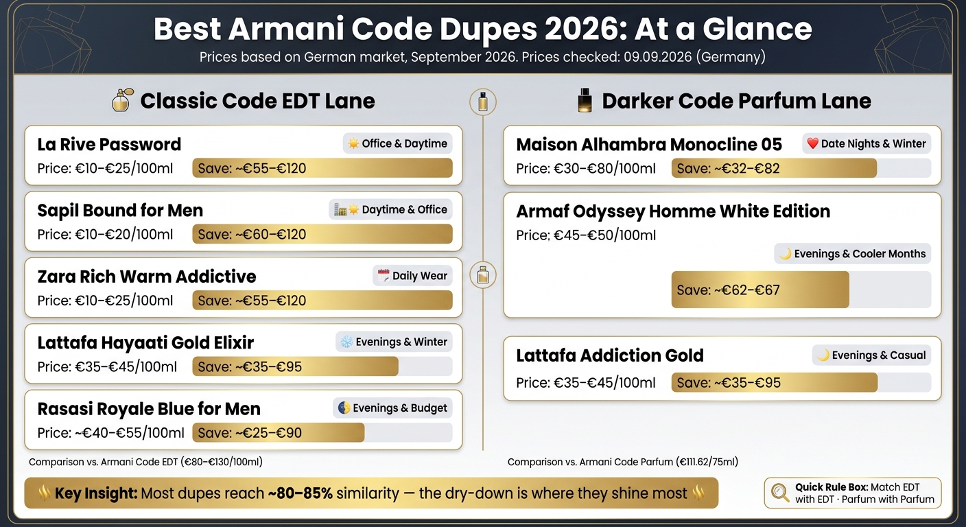 Armani Code Dupes 2026: Price vs. Match Comparison