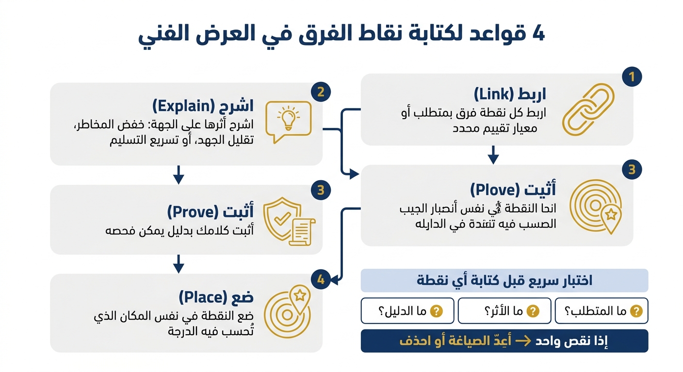 4 قواعد لكتابة نقاط الفرق في العرض الفني