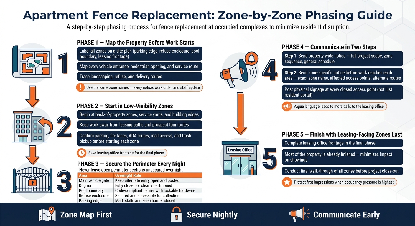 Apartment Fence Replacement: Zone-by-Zone Phasing Guide