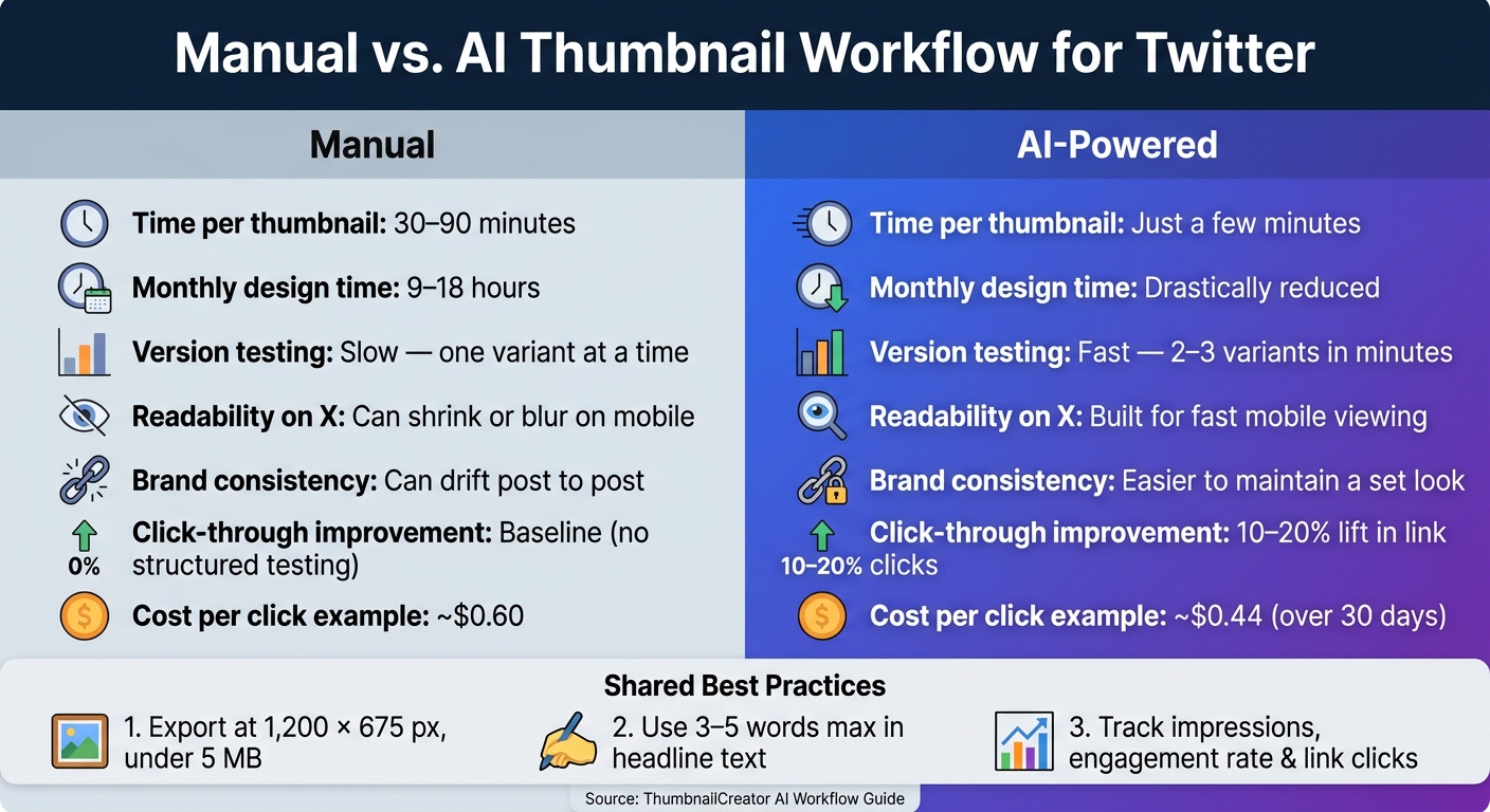 Manual vs AI Thumbnail Workflow for Twitter: Key Stats & Outcomes