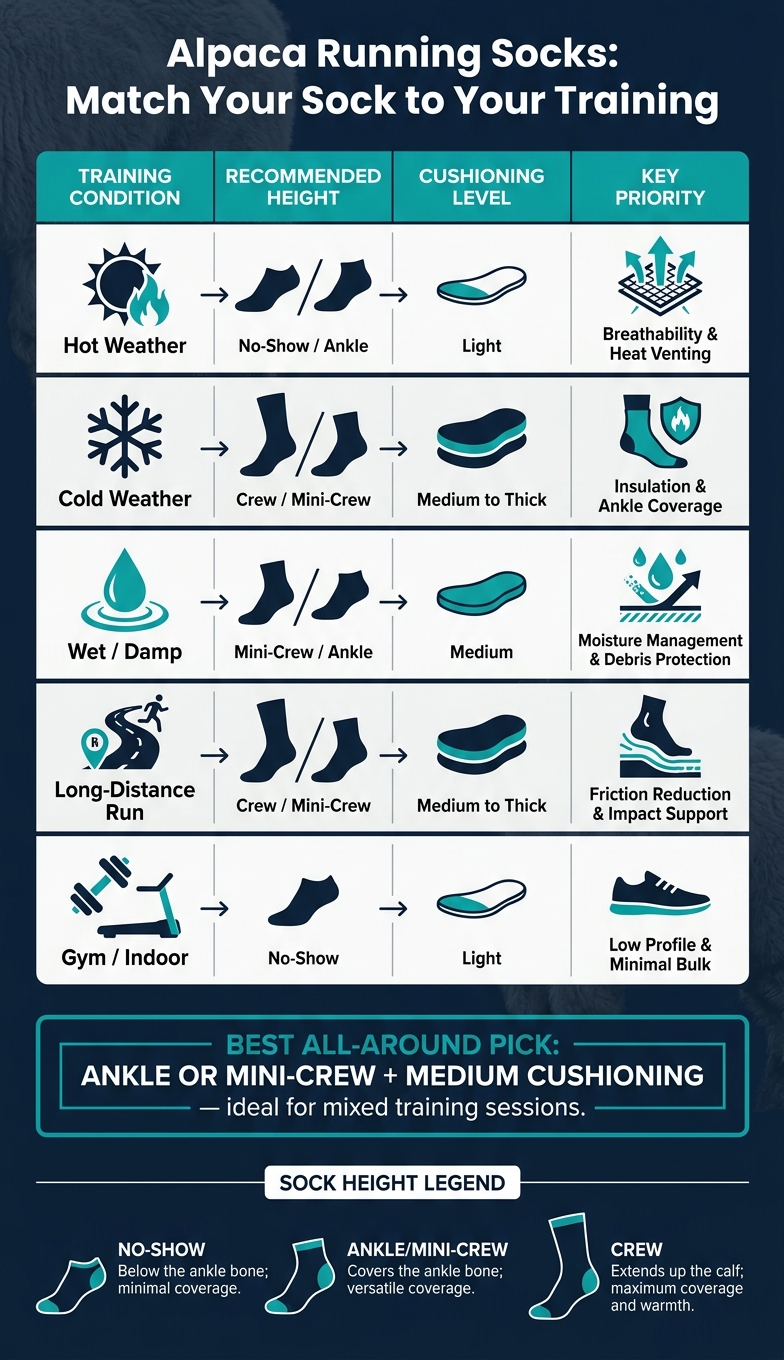 Alpaca Running Socks: Height, Cushion & Condition Guide