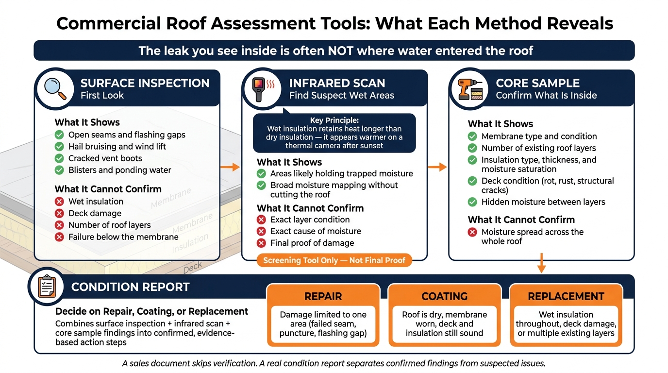 Commercial Roof Assessment Tools: What Each Method Reveals