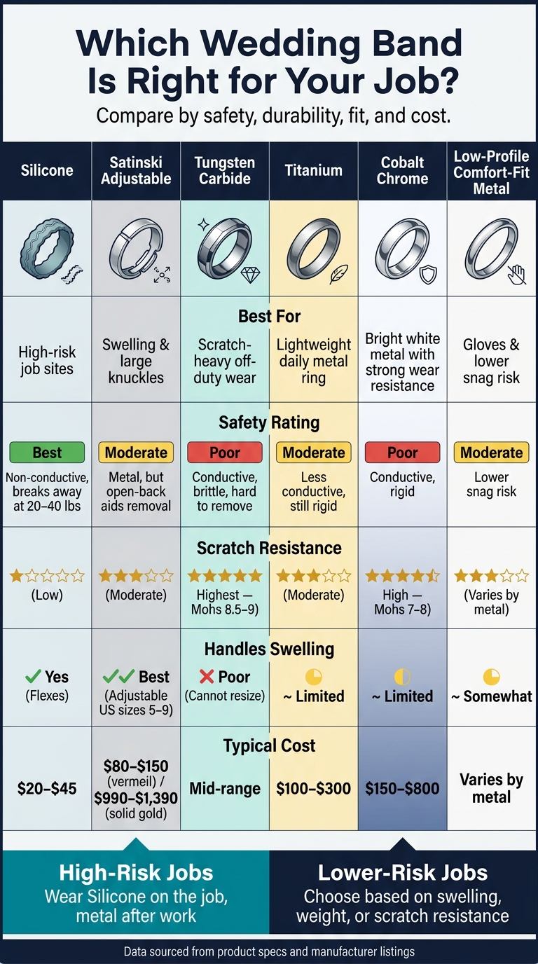 Best Wedding Bands for Men Who Work With Their Hands: Side-by-Side Comparison