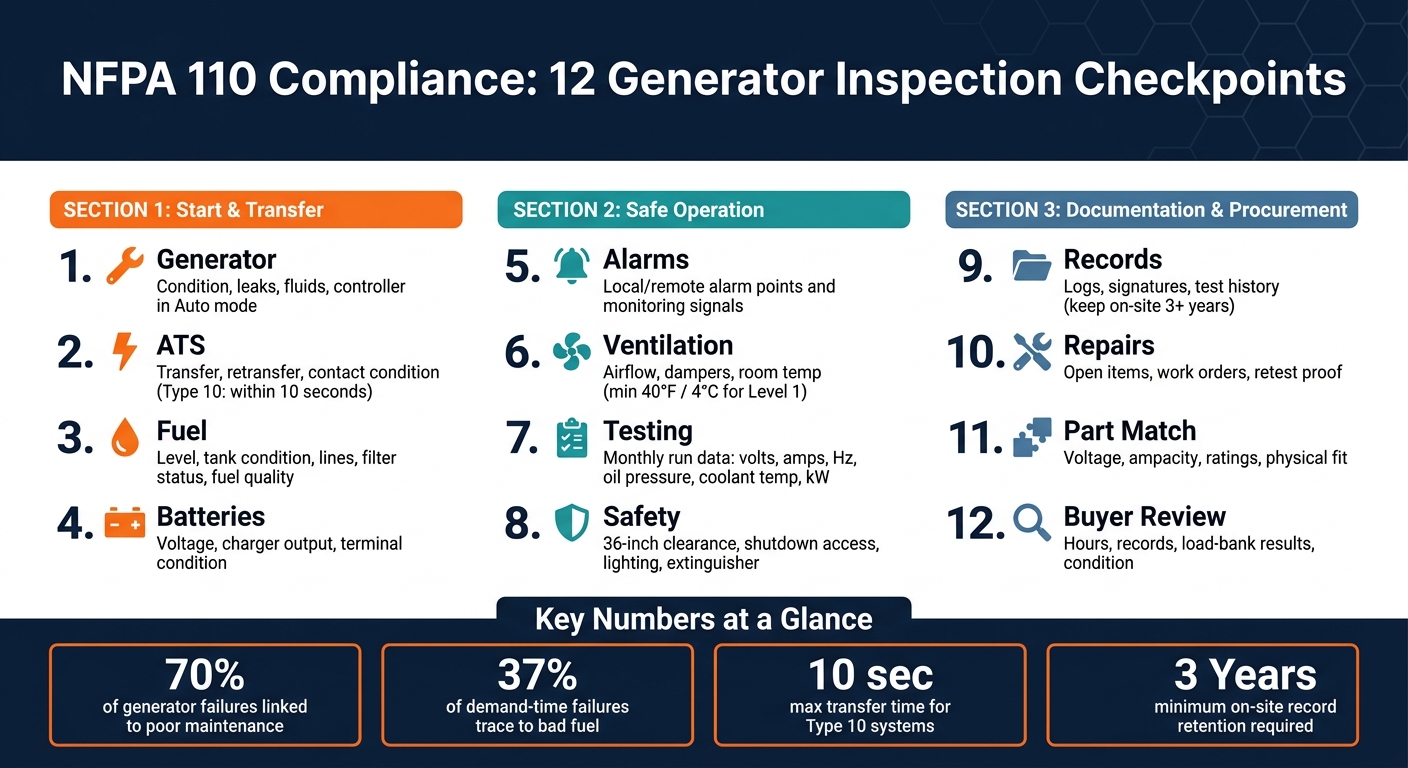 NFPA 110 Compliance: 12 Generator Inspection Checkpoints
