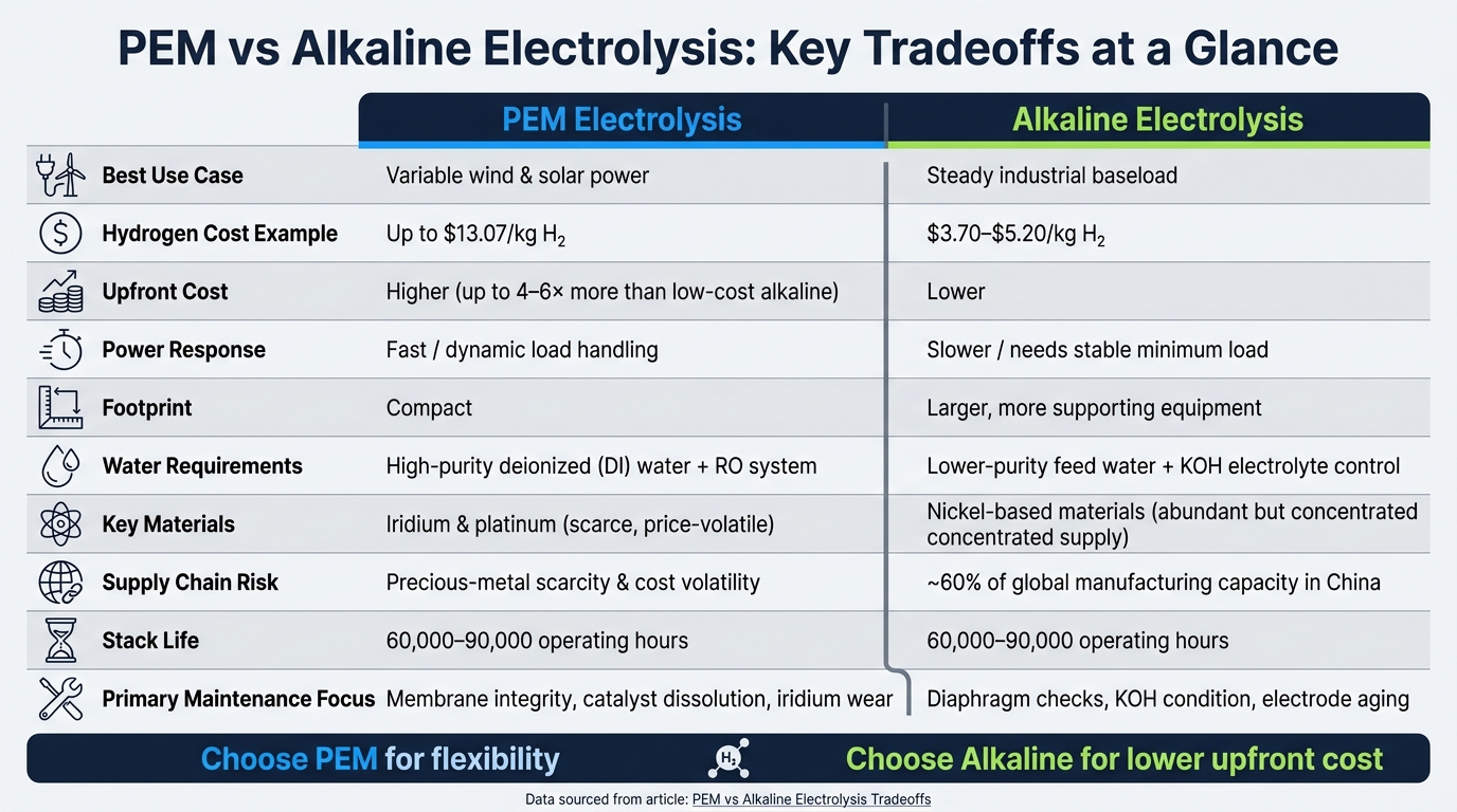 PEM vs Alkaline Electrolysis: Side-by-Side Comparison