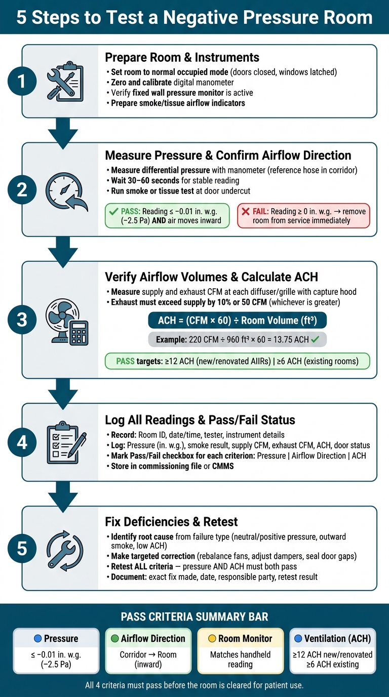 5 Steps to Test a Negative Pressure Room: Key Checks & Pass Criteria