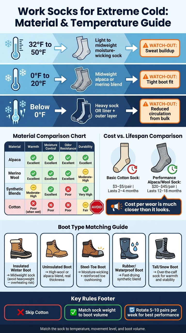Work Socks for Extreme Cold: Material & Temperature Guide