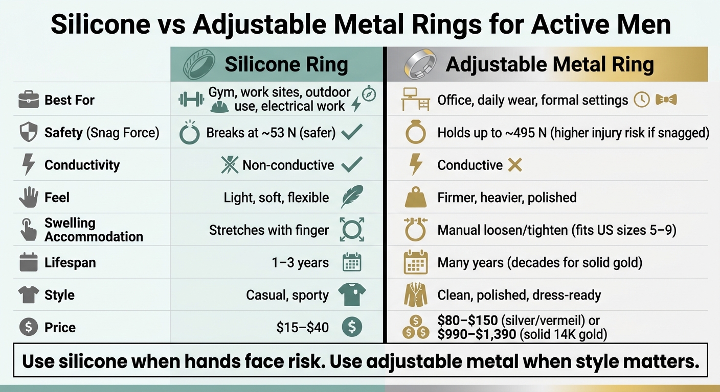 Silicone vs Adjustable Metal Rings: Active Men's Quick Comparison Guide
