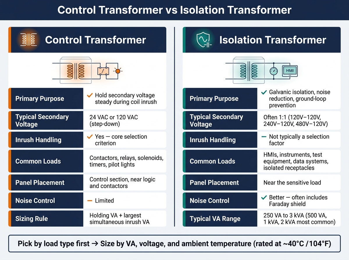 Control Transformer vs Isolation Transformer: Key Differences