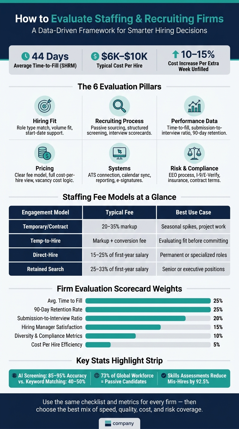 Scorecard framework for evaluating staffing and recruiting firms