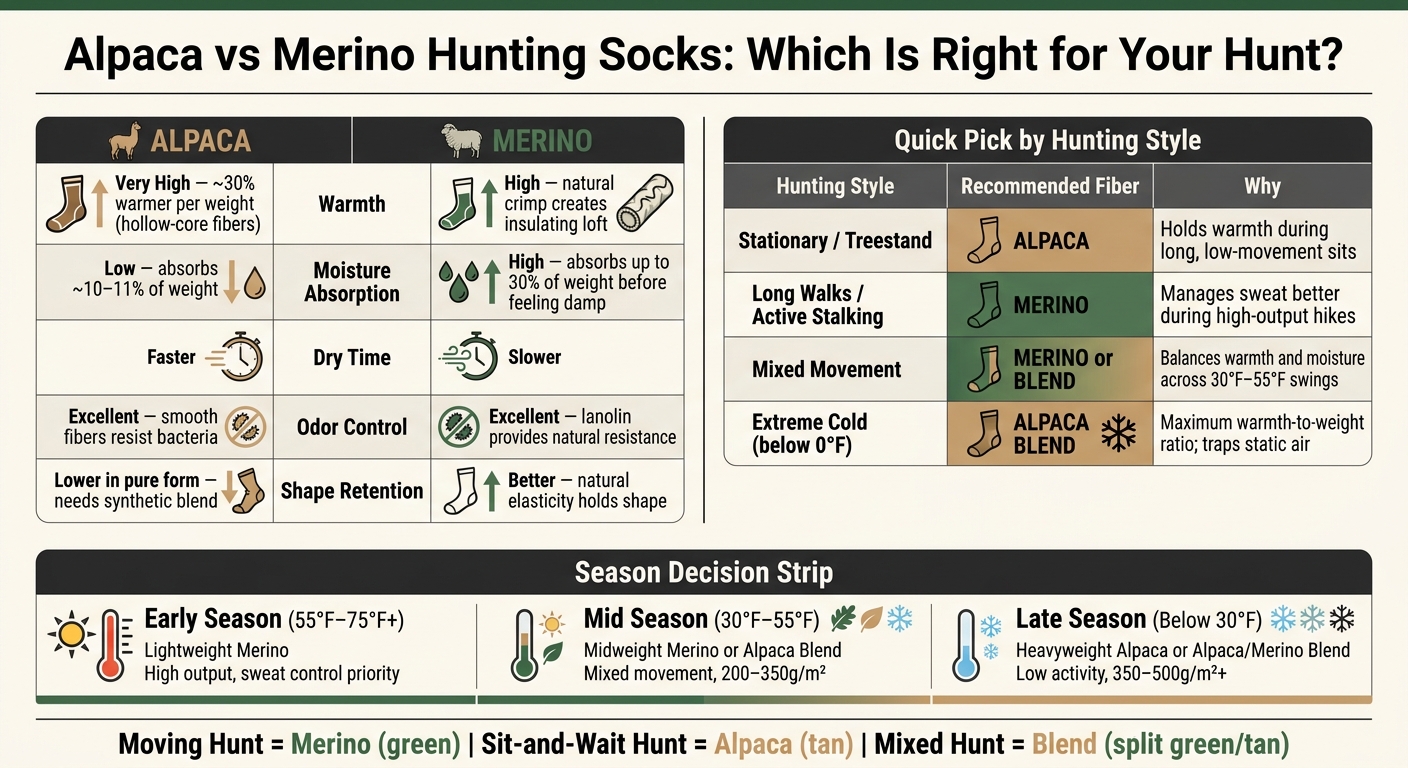 Alpaca vs Merino Hunting Socks: Which Is Right for Your Hunt?