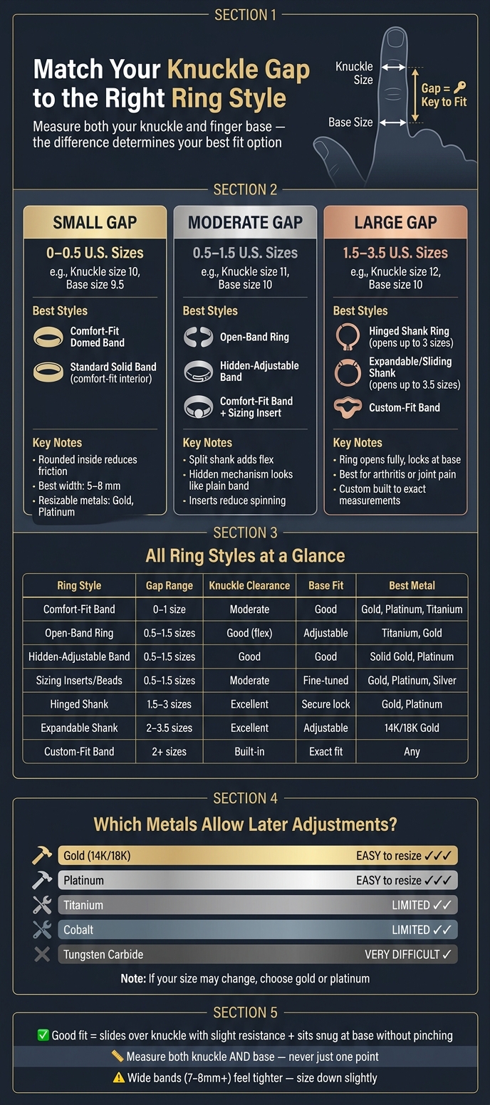 Men's Ring Styles for Larger Knuckles: Match Your Gap to the Right Fit