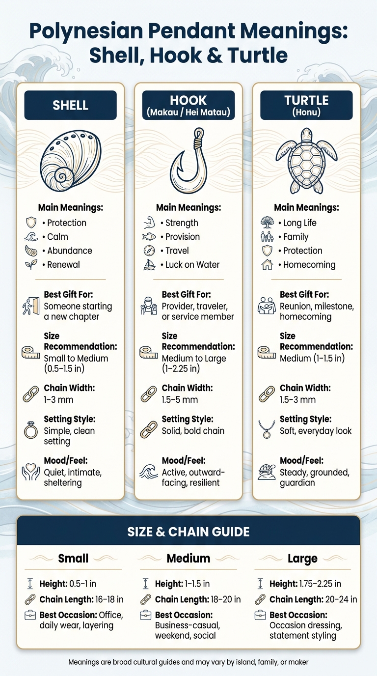 Polynesian Pendant Meanings: Shell, Hook & Turtle Comparison Guide