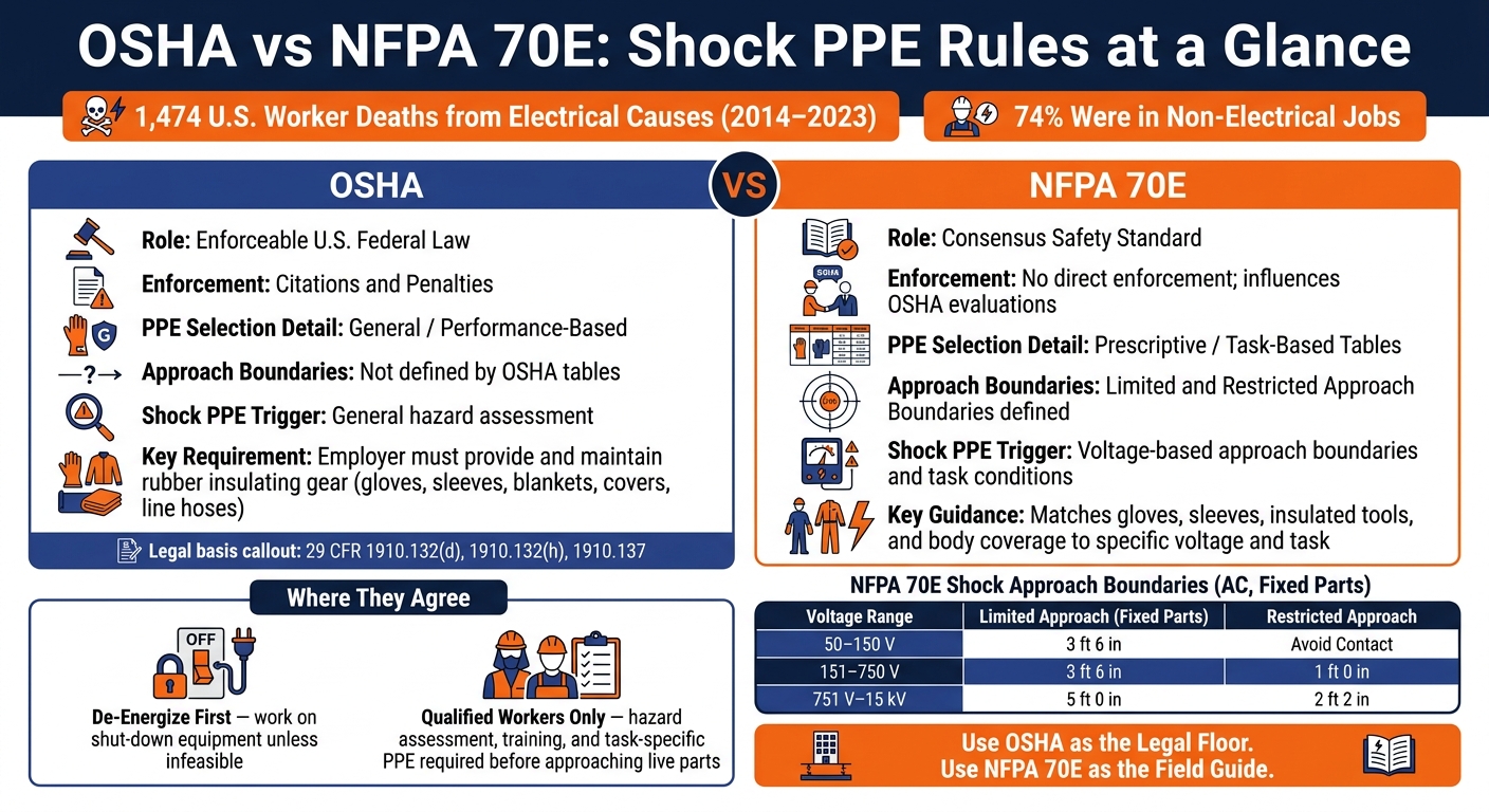 OSHA vs NFPA 70E: Shock PPE Rules at a Glance